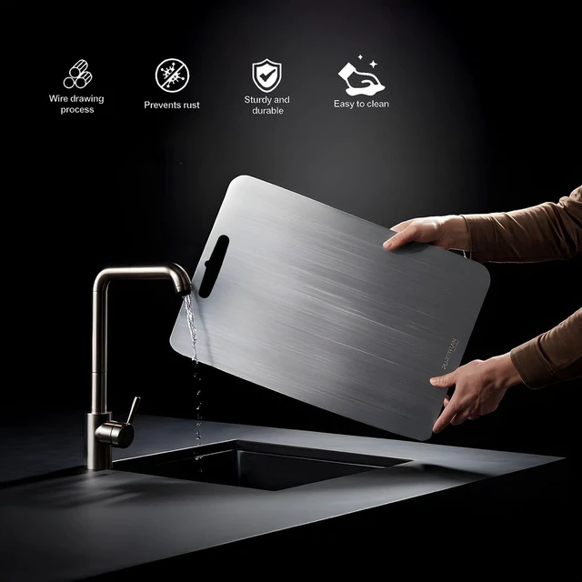 Alt view image 4 of 7 - ® Non-Porous Titanium Cutting Board Superior Hygiene, Dishwasher Safe & Non-Slip