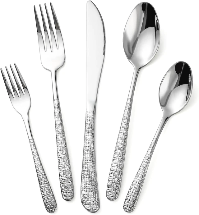 Main image of 20-Piece Silverware Set Stainless Steel Flatware Set for 4 kitchen Utensils Cutlery Set Includes Knives Forks Spoons For Kitchen Home Hotel