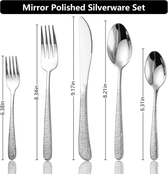 Alt view image 2 of 7 - 20-Piece Silverware Set Stainless Steel Flatware Set for 4 kitchen Utensils Cutlery Set Includes Knives Forks Spoons For Kitchen Home Hotel
