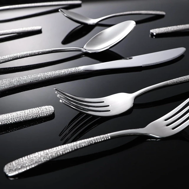 Alt view image 3 of 7 - 20-Piece Silverware Set Stainless Steel Flatware Set for 4 kitchen Utensils Cutlery Set Includes Knives Forks Spoons For Kitchen Home Hotel