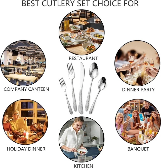 Alt view image 7 of 7 - 20-Piece Silverware Set Stainless Steel Flatware Set for 4 kitchen Utensils Cutlery Set Includes Knives Forks Spoons For Kitchen Home Hotel