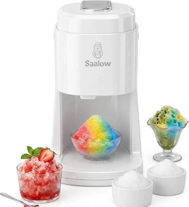 Main image of Electric Shaved Ice Machine, Professional Snow Cone Maker with Adjustable Thickness Settings, High-Efficiency 135W Motor, Portable Ice Crusher for Fluffy Ice & Slushies with 2 Ice Molds
