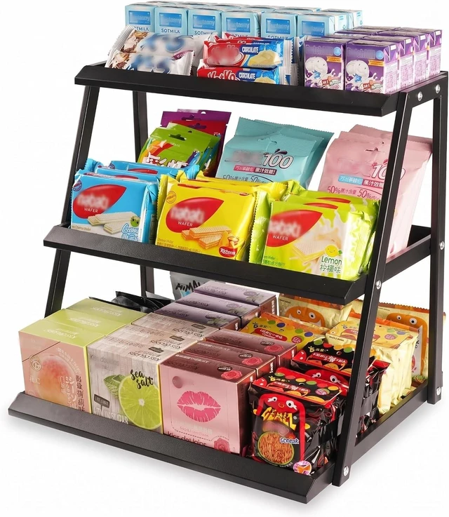 Main image of 3-Tier Carbon Steel Cupcake Stand,Countertop Candy&Snack Display Rack,Black