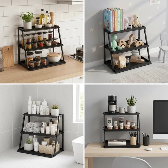 Alt view image 6 of 7 - 3-Tier Carbon Steel Cupcake Stand,Countertop Candy&Snack Display Rack,Black