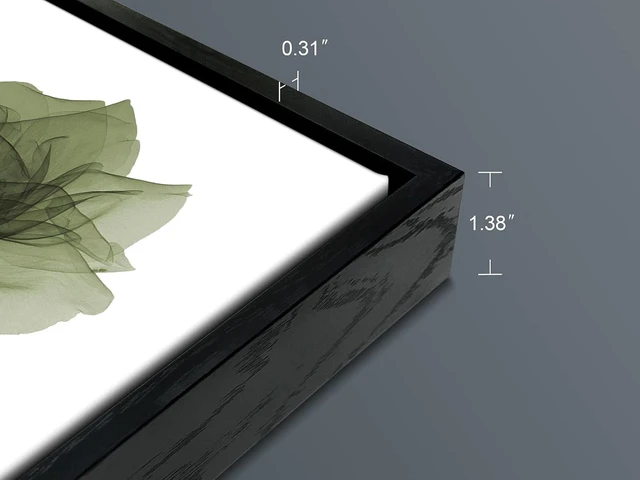 Alt view image 5 of 7 - Black Frame Art Large Green Flickering Flowers Pictures Paintings on Canvas Wall Art Floral Canvas Print Ready to Hang for Living Room Home Decorations