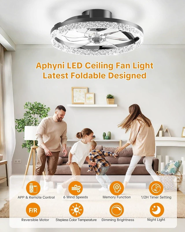 Alt view image 2 of 7 - 20" Ceiling Fans with Lights and Remote, Low Profile Fandelier