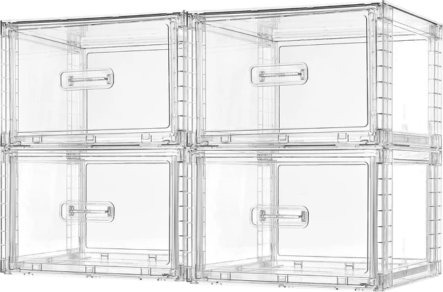 Main image of 4 Pack Clear Stackable Closet Storage Drawers 15QT, Medium