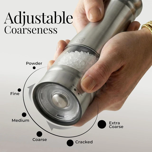 Alt view image 4 of 7 - Electric Salt and Pepper Grinder Set, Black & silver