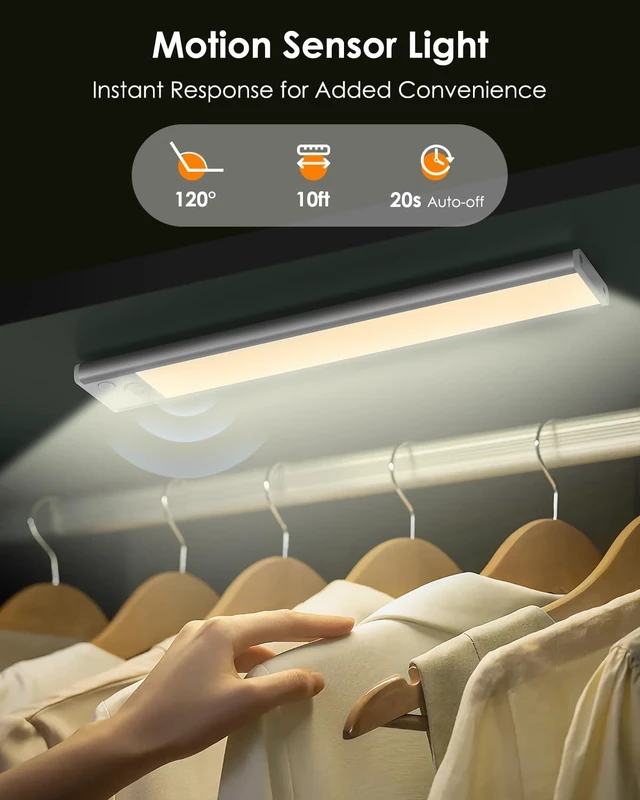 Alt view image 4 of 7 - Under Cabinet Lighting, 12inch Motion Sensor Light Indoor, 5-Pack