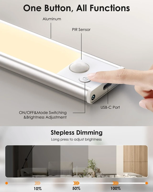 Alt view image 5 of 7 - Under Cabinet Lighting, 12inch Motion Sensor Light Indoor, 5-Pack