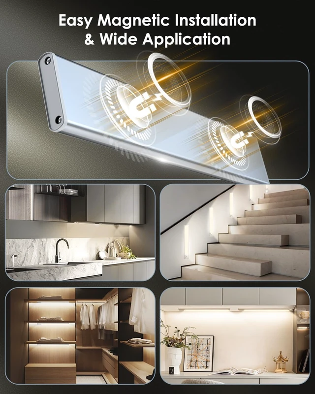 Alt view image 7 of 7 - Under Cabinet Lighting, 12inch Motion Sensor Light Indoor, 5-Pack