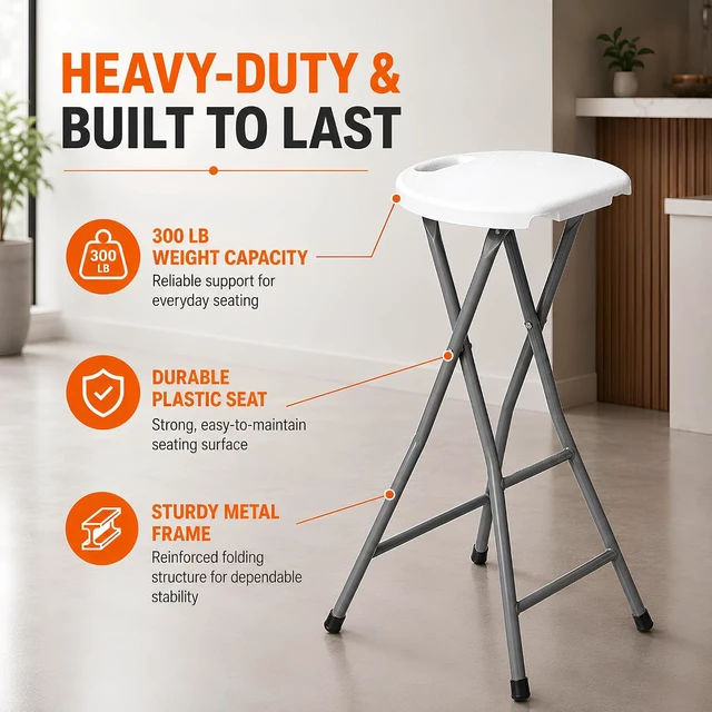 Alt view image 3 of 7 - 30 Inch Tall Folding Stool Chair