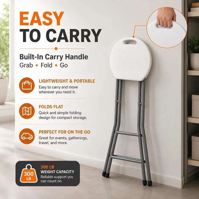Alt view image 4 of 7 - 30 Inch Tall Folding Stool Chair