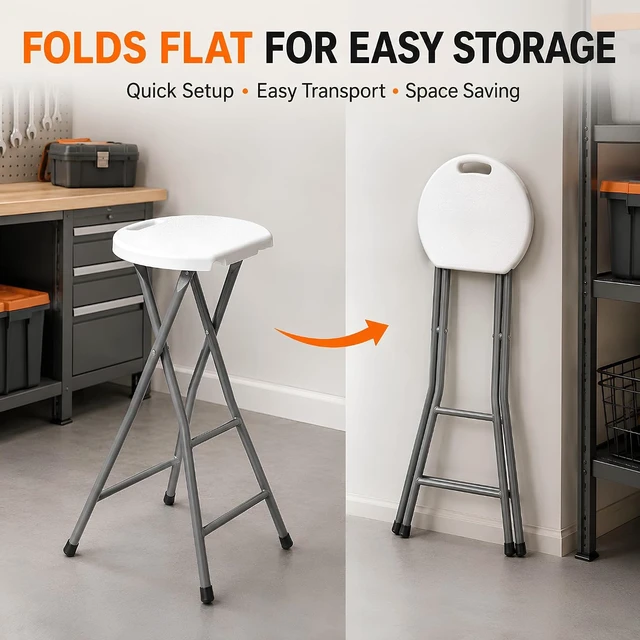 Alt view image 5 of 7 - 30 Inch Tall Folding Stool Chair