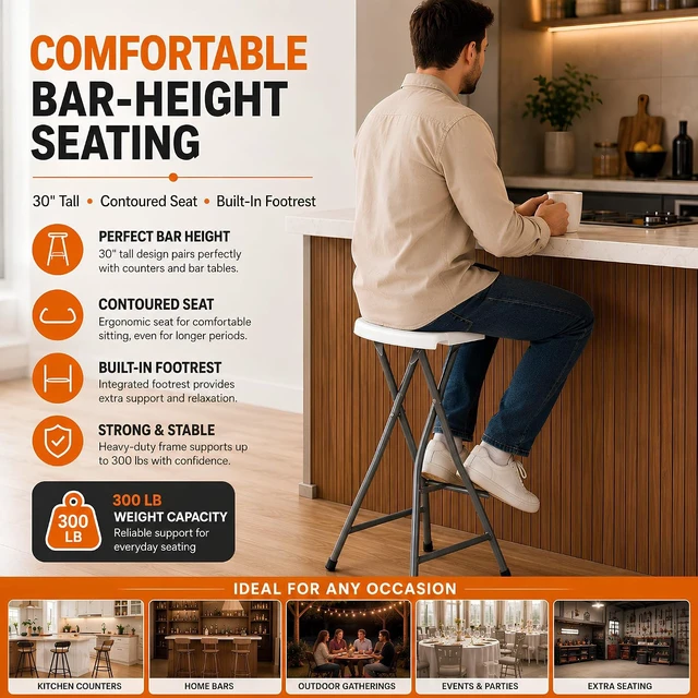 Alt view image 6 of 7 - 30 Inch Tall Folding Stool Chair