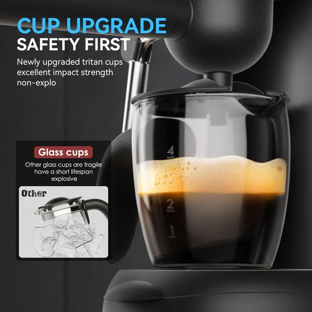 Alt view image 4 of 7 - Compact Espresso & Cappuccino Machine, 3.5 Bar with Steam Wand