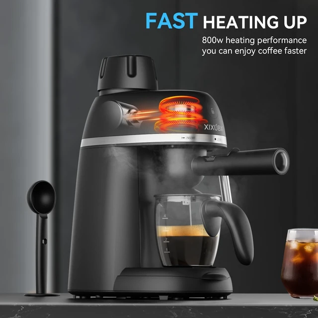 Alt view image 2 of 7 - Compact Espresso & Cappuccino Machine, 3.5 Bar with Steam Wand