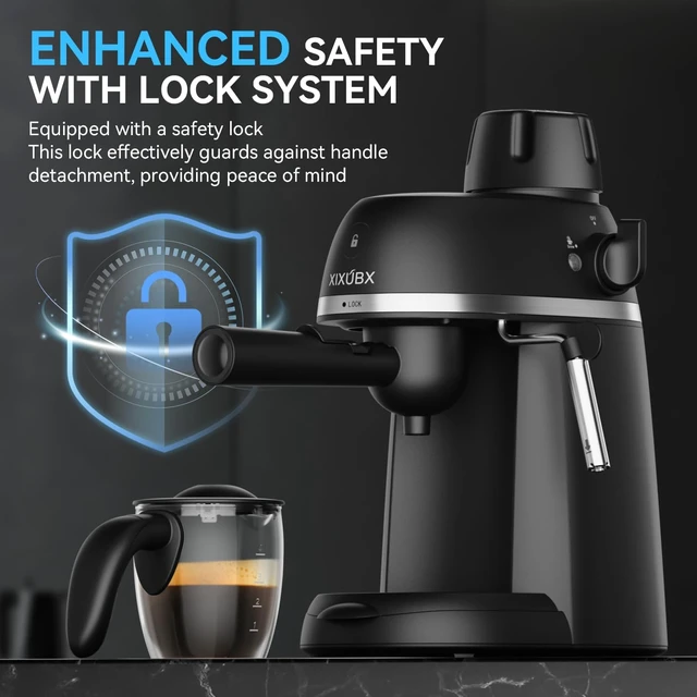 Alt view image 6 of 7 - Compact Espresso & Cappuccino Machine, 3.5 Bar with Steam Wand