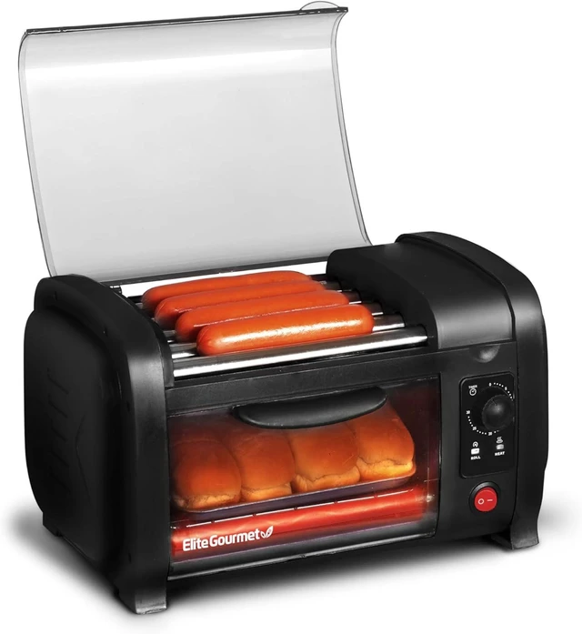 Main image of EHD-051BX Hot Dog Toaster Oven, Steel Rollers, 4-Bun, Black