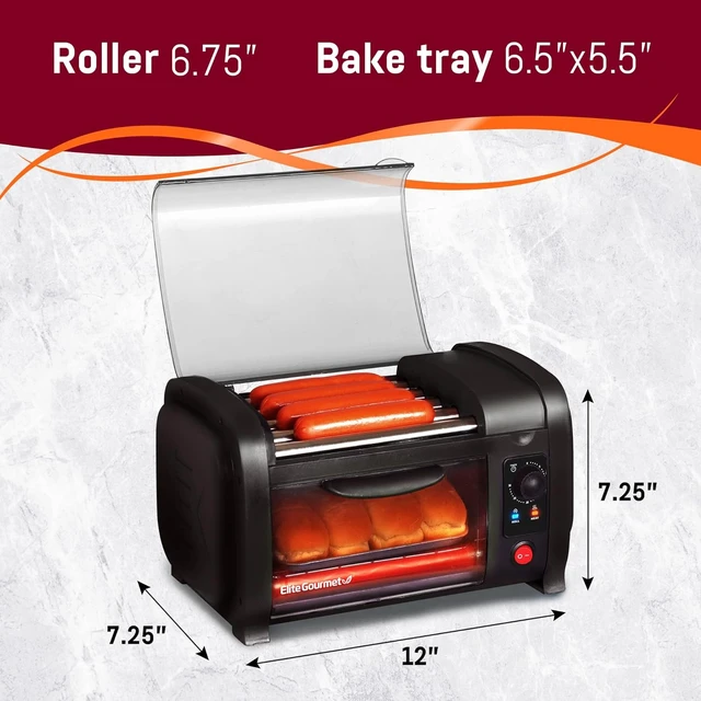Alt view image 4 of 6 - EHD-051BX Hot Dog Toaster Oven, Steel Rollers, 4-Bun, Black