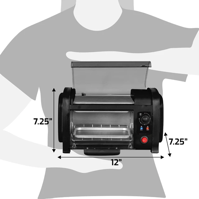 Alt view image 5 of 6 - EHD-051BX Hot Dog Toaster Oven, Steel Rollers, 4-Bun, Black