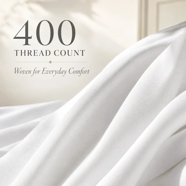 Alt view image 2 of 7 - Egyptian Cotton Sheets Queen Size Bed Set, 400TC Queen Sheet Set - White