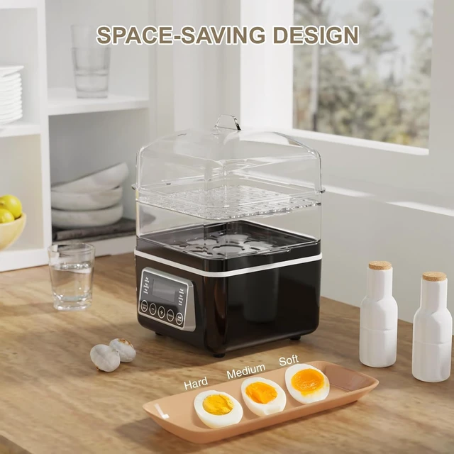 Alt view image 7 of 7 - 2 Tiers Electric Food Steamer for Cooking, 4 QT Digital Multi Vegetable Steamer with BPA-Free Stackable Baskets, Rapid Egg Cooker Egg Steamer with Auto Shut-Off, Ideal for Veggies, Seafood, Rice