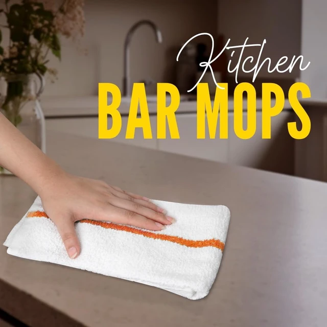 Alt view image 2 of 7 - Terry Bar Mop Towels (Value Pack of 60) Size 16"x19" Absorbent and Durable, Multipurpose Cleaning Rags, Cotton Cleaning Cloths, Terry Cloth Rags, Reusable Shop Rag