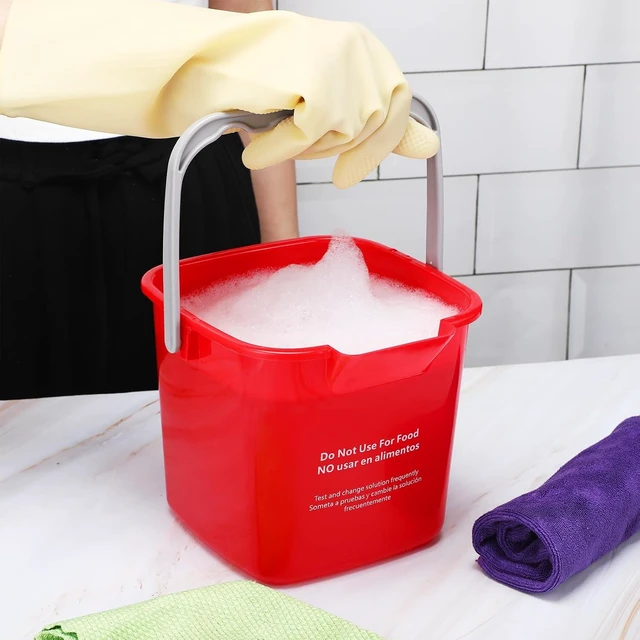 Alt view image 4 of 7 - 12 Pcs 3 Quart Cleaning Bucket Small Sanitizing Square Bucket Detergent Pail for Home Office Commercial Restaurant Kitchen Bathroom School (Red)