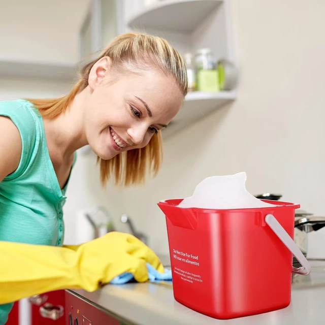 Alt view image 6 of 7 - 12 Pcs 3 Quart Cleaning Bucket Small Sanitizing Square Bucket Detergent Pail for Home Office Commercial Restaurant Kitchen Bathroom School (Red)