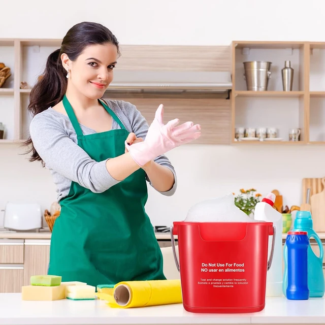 Alt view image 7 of 7 - 12 Pcs 3 Quart Cleaning Bucket Small Sanitizing Square Bucket Detergent Pail for Home Office Commercial Restaurant Kitchen Bathroom School (Red)
