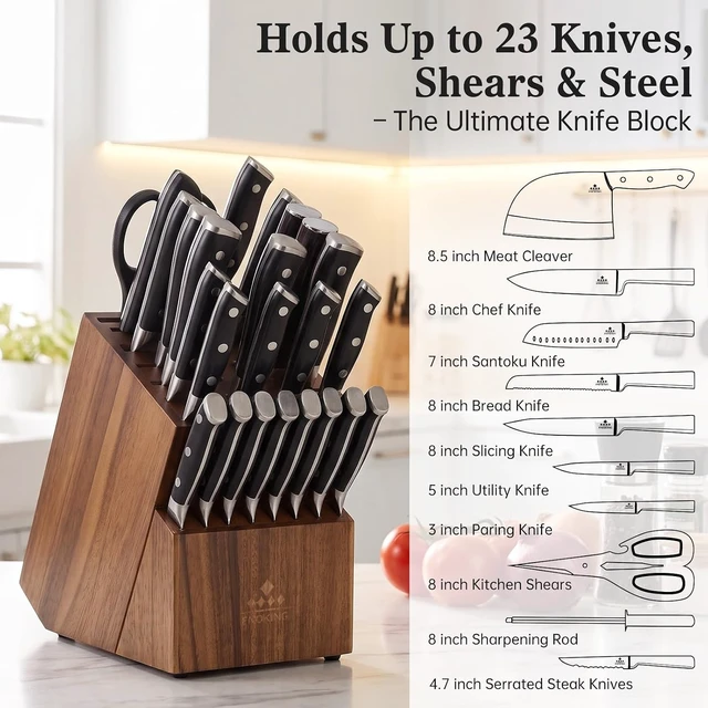 Alt view image 4 of 7 - Knife Block without Knives, 25 Slots Large Knife Holder
