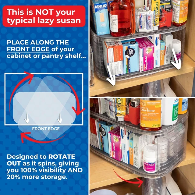 Alt view image 2 of 7 - 2-Tier Lazy Susan Organizer for Cabinet, Steel Reinforced