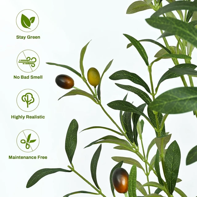 Alt view image 4 of 7 - 6FT Artificial Olive Tree Indoor Tall Faux with Planter & Basket
