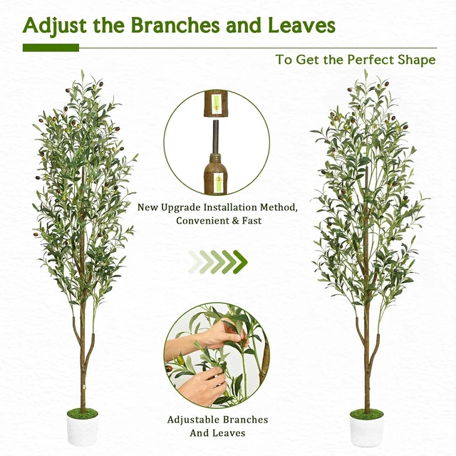 Alt view image 5 of 7 - 6FT Artificial Olive Tree Indoor Tall Faux with Planter & Basket