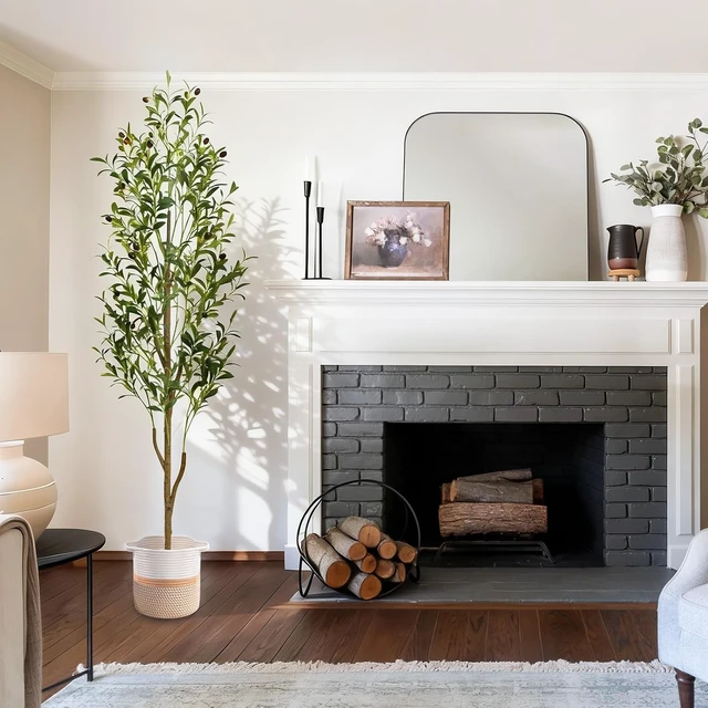 Alt view image 6 of 7 - 6FT Artificial Olive Tree Indoor Tall Faux with Planter & Basket