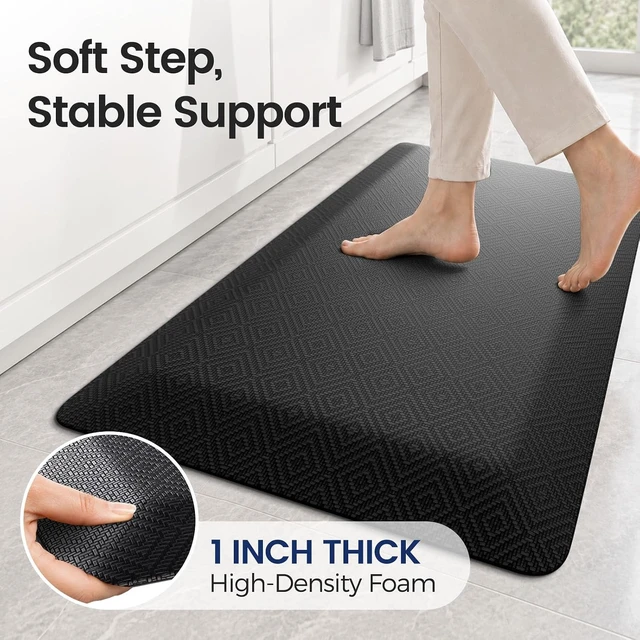 Alt view image 2 of 7 - 1" Extra Thick Anti Fatigue Kitchen Mats for Floor Standing Desk Mat, Black