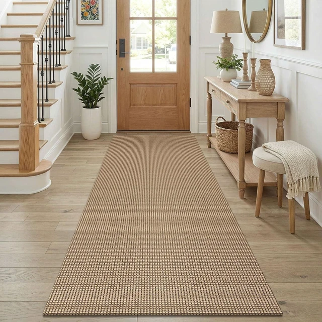 Main image of Runners for Hallways 3x8 ft Washable Kitchen Runner Non Slip Rubber Backed Hall Runners Cotton Entryway Runner Rugs for Indoor Backdoor Bedroom Kitchen, Orange Beige/Tan/Brown