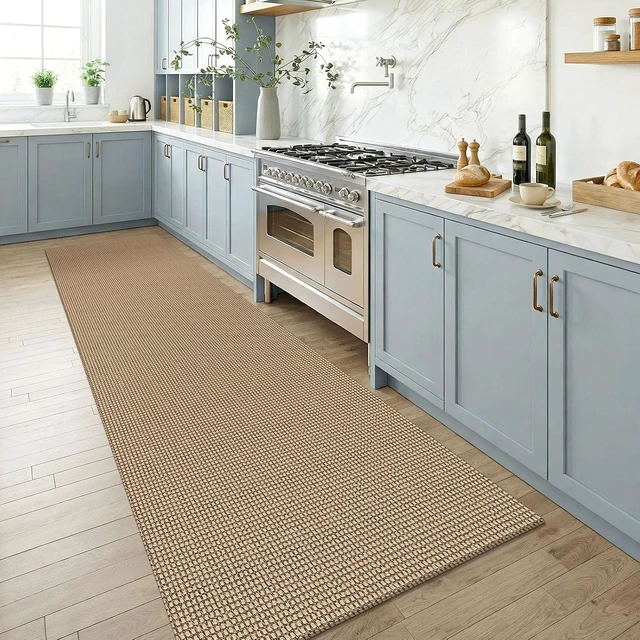 Alt view image 2 of 7 - Runners for Hallways 3x8 ft Washable Kitchen Runner Non Slip Rubber Backed Hall Runners Cotton Entryway Runner Rugs for Indoor Backdoor Bedroom Kitchen, Orange Beige/Tan/Brown