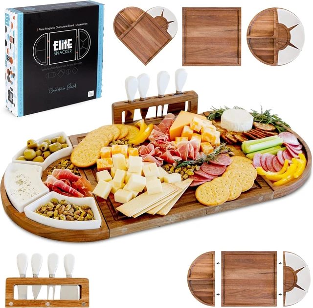 Main image of Elite Snacker Large Charcuterie Board Set, Acacia Wood, Premium Finish