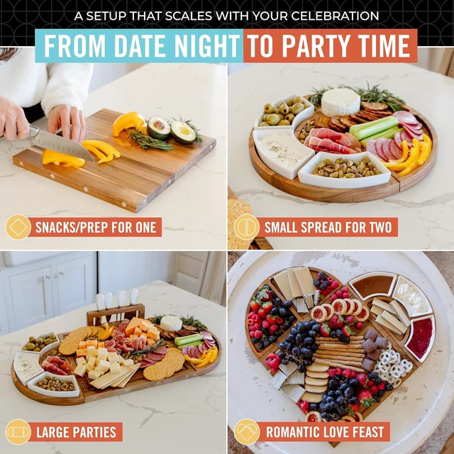 Alt view image 5 of 7 - Elite Snacker Large Charcuterie Board Set, Acacia Wood, Premium Finish