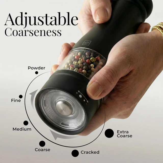 Alt view image 4 of 7 - Electric Salt and Pepper Grinder Set, Black & white