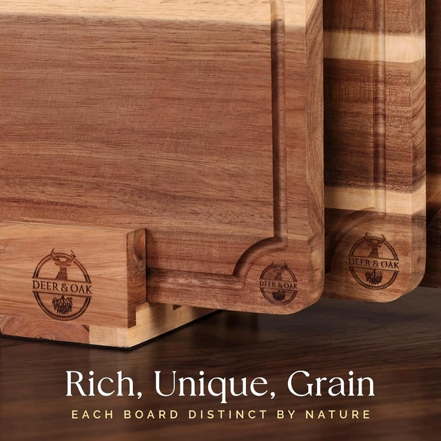 Alt view image 7 of 7 - Non Toxic 3-Piece Acacia Cutting Board Set with Stand