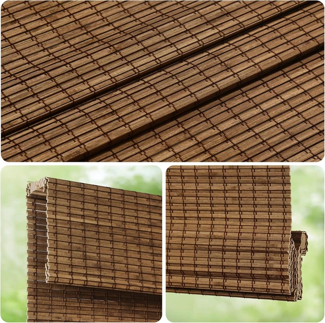 Alt view image 3 of 6 - Cordless Bamboo Roman Shades, 27.5x64, Highfield Teak