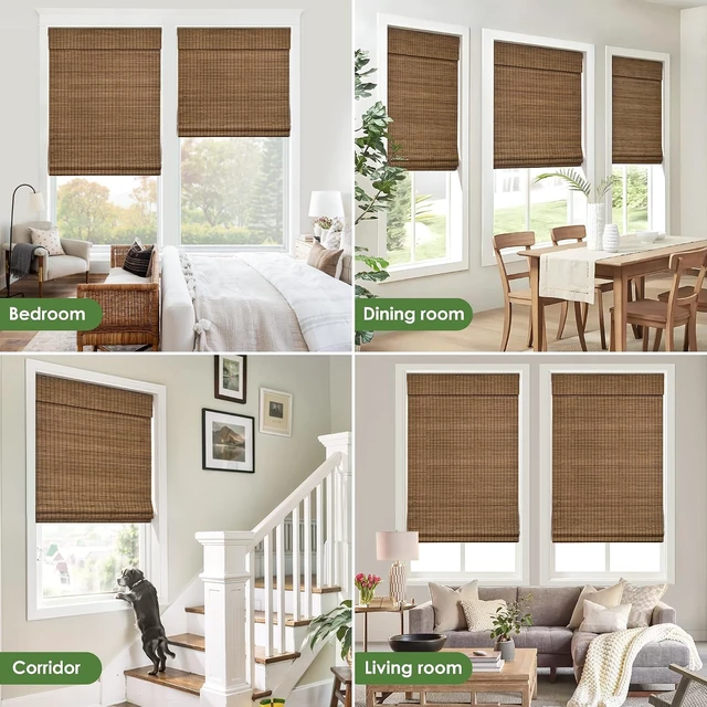 Alt view image 5 of 6 - Cordless Bamboo Roman Shades, 27.5x64, Highfield Teak