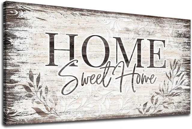 Alt view image 2 of 6 - Home Sweet Home Wall Art Sign Large Dark Brown Farmhouse Wall Sign for Living Room Decoration Wooden Board Design Canvas Prints Modern Rustic Artwork Leaf Pictures Wall Decor 20" x 40"