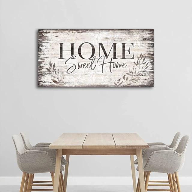 Alt view image 5 of 6 - Home Sweet Home Wall Art Sign Large Dark Brown Farmhouse Wall Sign for Living Room Decoration Wooden Board Design Canvas Prints Modern Rustic Artwork Leaf Pictures Wall Decor 20" x 40"