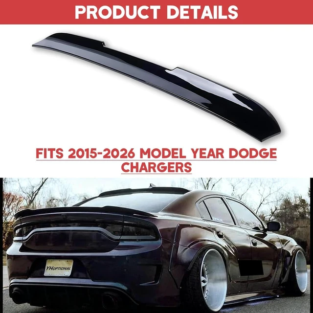 Alt view image 3 of 7 - Rear Window Roof Spoiler for Dodge Charger 2015-2026, Dodge Charger Accessories Wing Spoiler for SRT Hellcat, Scatpack, R/T, GT, SXT, SE, Enforcer, Daytona, Pursuit (V Style)