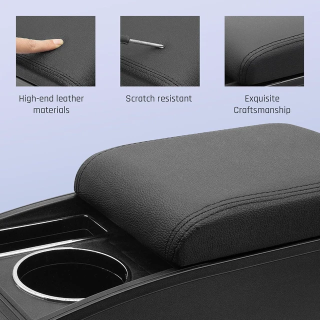 Alt view image 7 of 7 - Armrest Box for Honda Fit Jazz Hatchback 2009-2013, Black Thread