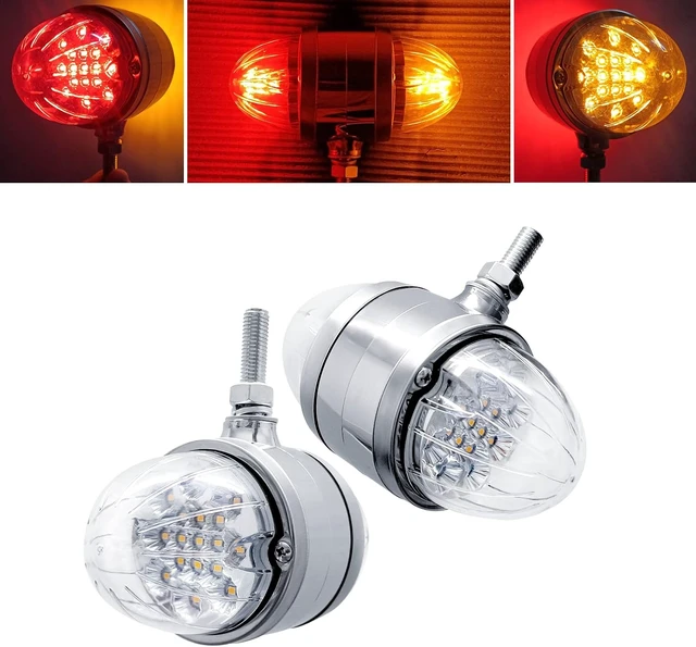 Alt view image 2 of 6 - 2PCS Double Face Watermelon Lights, Dual Function Amber Red Marker Lights